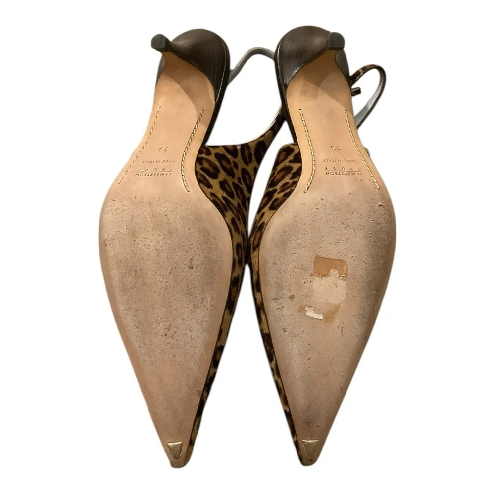 Lambertson Truex Women’s Size 39 Pony Hair Animal Print Slingback Pumps Sandals - Picture 12 of 16